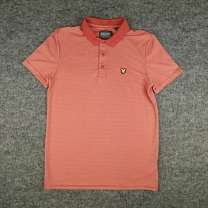 Lyle & Scott Polo Shirt Mens Medium Orange  Microstripe‎ Golf Performance Casual